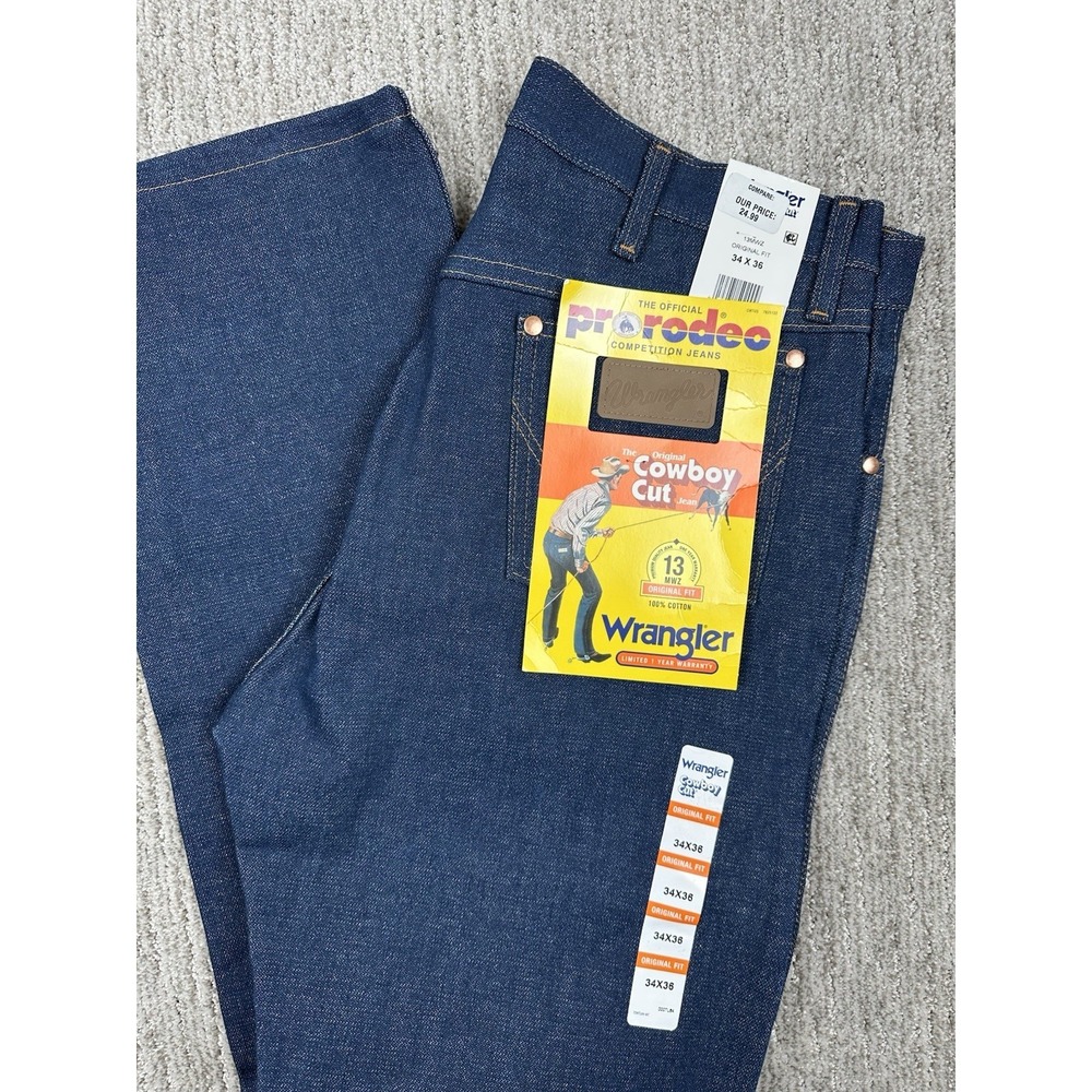 New Wrangler Cowboy Cut 13MWZ Original Fit Jeans Rigid Indigo Men's 34x36